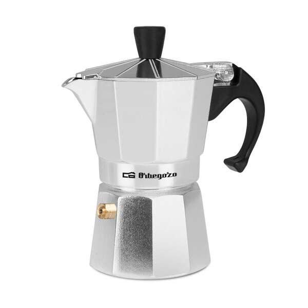 Orbegozo KF 200 Cafetera de Aluminio - Disfruta de Momentos Inolvidables con tu Cafe Favorito - Capacidad para 2 Tazas - Mango Ergonomico - Valvula de Seguridad y Facil Limpieza 1 pieza(s)