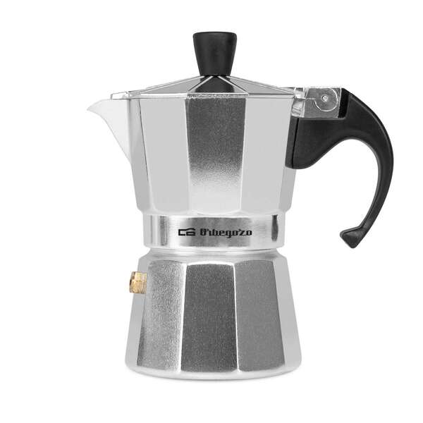 Orbegozo KF 200 Cafetera de Aluminio - Disfruta de Momentos Inolvidables con tu Cafe Favorito - Capacidad para 2 Tazas - Mango Ergonomico - Valvula de Seguridad y Facil Limpieza 1 pieza(s)