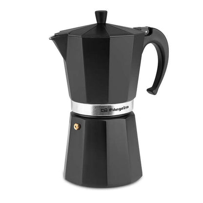 Orbegozo KFN 1210 Cafetera de Aluminio Negra - Capacidad para 12 Tazas - Mango Ergonomico - Valvula de Seguridad - Facil de Limpiar - Diseño Atractivo 1 pieza(s)