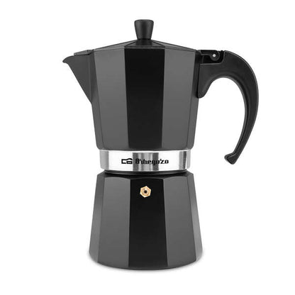 Orbegozo KFN 910 Cafetera de Aluminio Negra - Capacidad para 9 Tazas - para Cocinas a Gas - Electricas y Vitroceramica - Asa Ergonomica y Valvula de Seguridad 1 pieza(s)