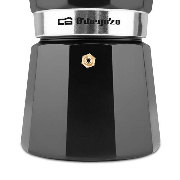 Orbegozo KFN 910 Cafetera de Aluminio Negra - Capacidad para 9 Tazas - para Cocinas a Gas - Electricas y Vitroceramica - Asa Ergonomica y Valvula de Seguridad 1 pieza(s)