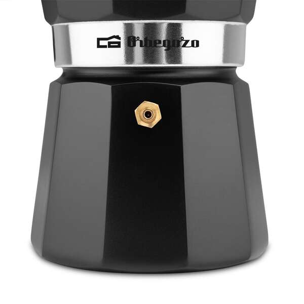 Orbegozo KFN 610 Cafetera de Aluminio Negra - Capacidad para Seis Tazas - Utilizable en Cocinas a Gas - Electricas y Vitroceramica - Asa Ergonomica - Facil de Limpiar - Valvula de Seguridad 1 pieza(s)