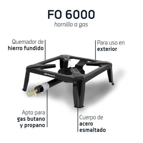 Orbegozo FO 6000 Hornillo a Gas para Paellas al Aire Libre - Potente Quemador de Hierro Fundido - Resistente Cuerpo de Acero Esmaltado - Compacto y Facil de Transportar 1 pieza(s)