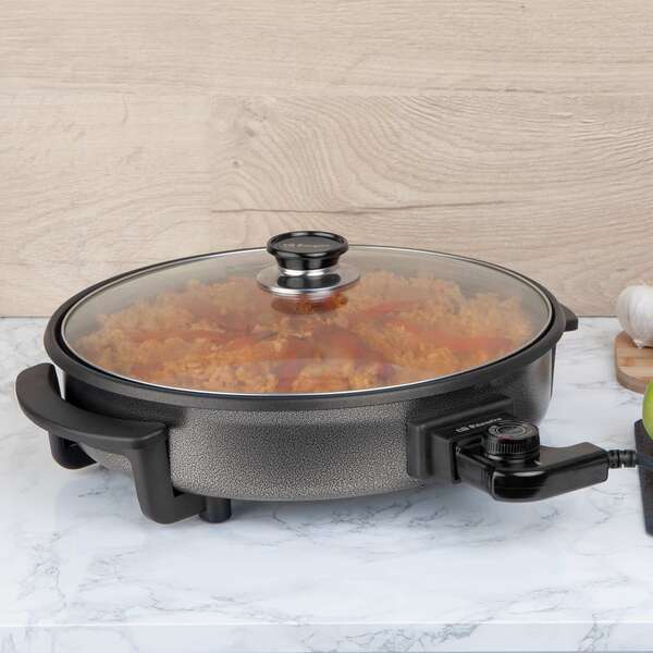 Orbegozo PZ 7775 Olla Paellera Multifuncional - Ahorro Energetico - Termostato Regulable - Superficie Antiadherente - Ideal para Freir - Guisar - Asar y Cocinar Paellas - Tortillas y Pizzas 1 pieza(s)