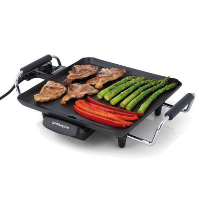 Orbegozo TB 2206 B Tabla de Asado Saludable - Termostato Regulable - Superficie Antiadherente - Recipiente Recoge Grasa - Asas de Toque Frio - Potencia 1500W 1 pieza(s)