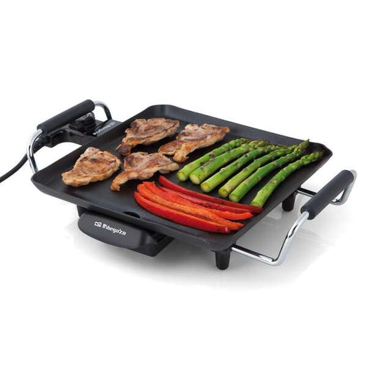 Orbegozo TB 2206 B Tabla de Asado Saludable - Termostato Regulable - Superficie Antiadherente - Recipiente Recoge Grasa - Asas de Toque Frio - Potencia 1500W 1 pieza(s)