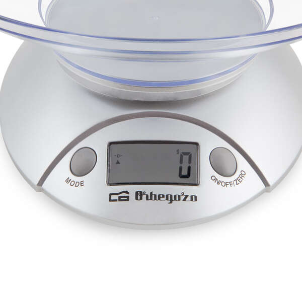 Orbegozo PC 1009 Bascula de Cocina Electronica - Display LCD - BOL Transparente - Capacidad 3Kg - Precision 1g - Unidades Gr/Kg/Oz/Lb - Bateria Incluida 1 pieza(s)