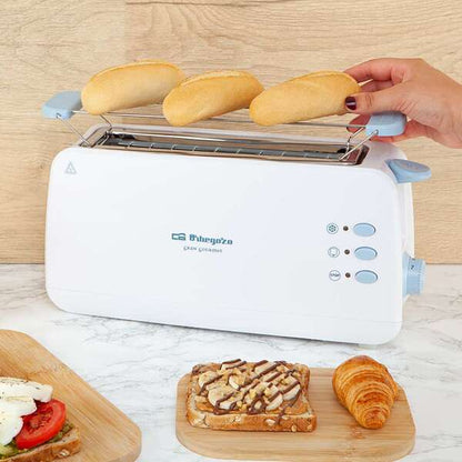 Orbegozo TO 4012 Tostadora de Ranura Larga Multifuncional - Potencia 850W - Termostato Regulable - Funcion Descongelacion y Recalentamiento - Bandeja Recogemigas - Almacenamiento Comodo 1 pieza(s)