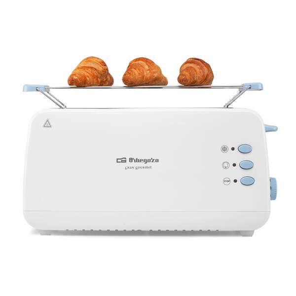 Orbegozo TO 4012 Tostadora de Ranura Larga Multifuncional - Potencia 850W - Termostato Regulable - Funcion Descongelacion y Recalentamiento - Bandeja Recogemigas - Almacenamiento Comodo 1 pieza(s)