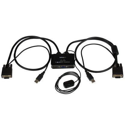 StarTech.com - Switch Conmutador KVM de Cable con 2 Puertos VGA USB Alimentado por USB con Interruptor Remoto