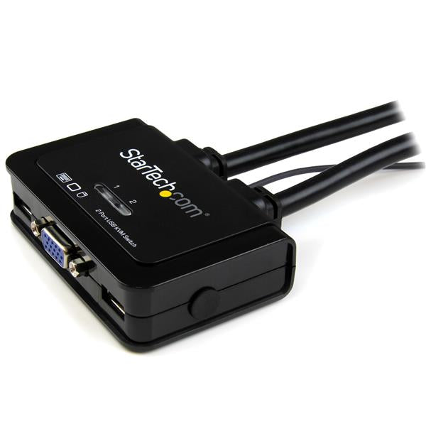 StarTech.com - Switch Conmutador KVM de Cable con 2 Puertos VGA USB Alimentado por USB con Interruptor Remoto