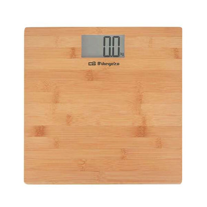 Orbegozo PB 2330 Bascula Electronica de Baño - Diseño de Madera de Bambu - Pantalla LCD con Luz - Activacion Tactil - Capacidad 150kg - Indicador de Energia y Sobrecarga 1 pieza(s)