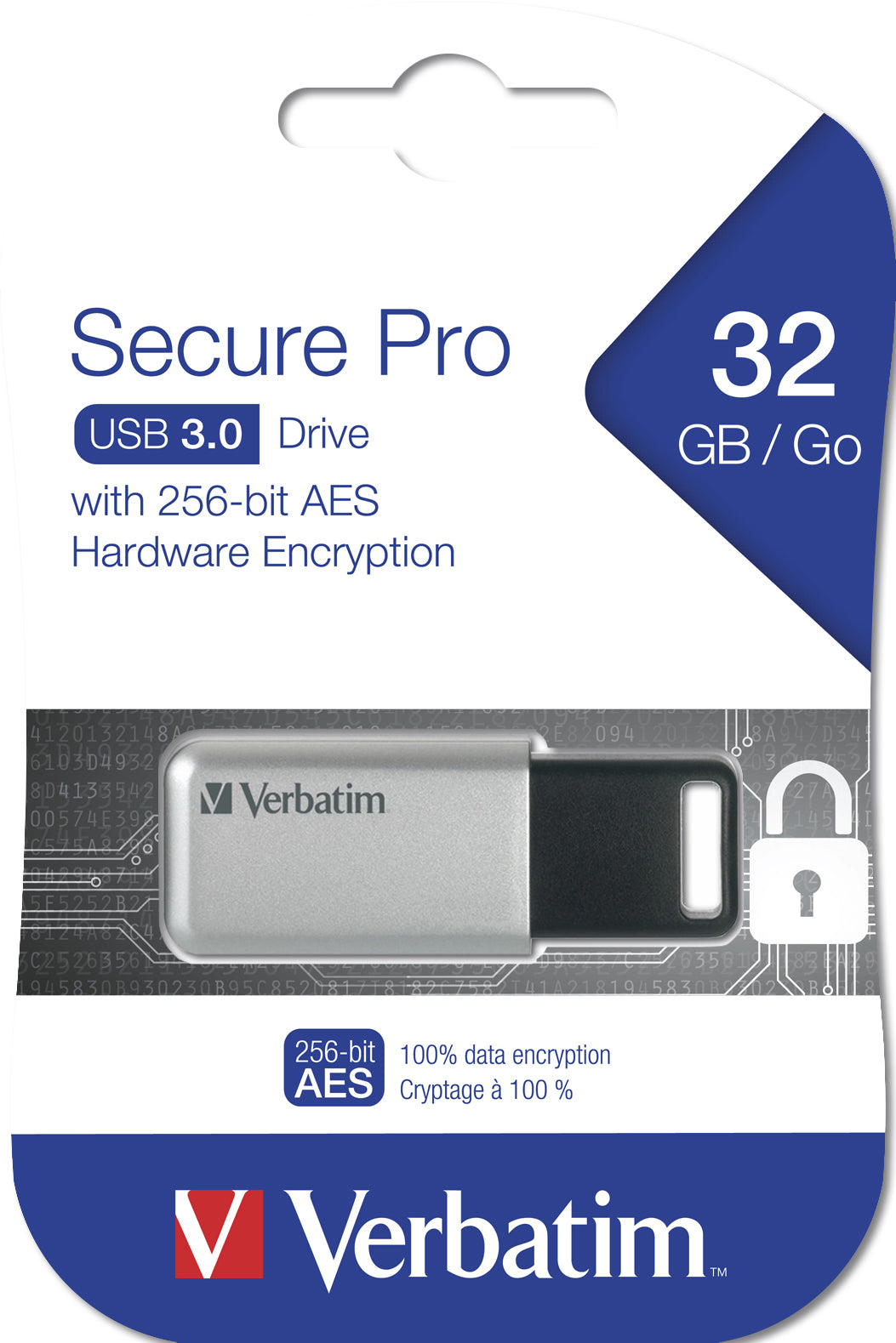 Verbatim - Secure Pro - Unidad USB 3.0 de 32 GB - Plata