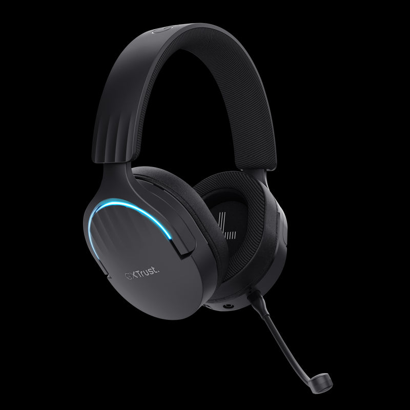 Trust GXT491 Fayzo Auriculares Gaming Bluetooth, USB 2.4Ghz - Iluminacion RGB - Microfono Extraible - Diadema Ajustable - Autonomia hasta 22h - Controles de Facil Acceso - Color Negro 1 pieza(s)