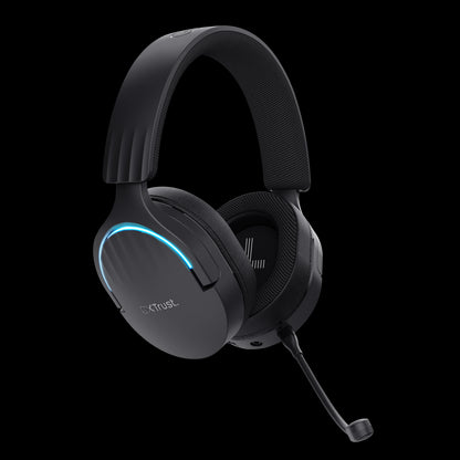 Trust GXT491 Fayzo Auriculares Gaming Bluetooth, USB 2.4Ghz - Iluminacion RGB - Microfono Extraible - Diadema Ajustable - Autonomia hasta 22h - Controles de Facil Acceso - Color Negro 1 pieza(s)