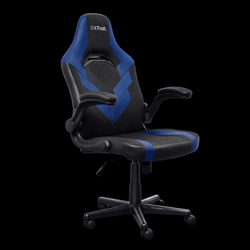 Trust GXT 703B Riye Silla Gaming - Reposabrazos - Ruedas de Nylon - Piston de Gas Clase 4 - Base Metal - Peso Max. 140Kg - Color Negro/Azul 1 pieza(s)