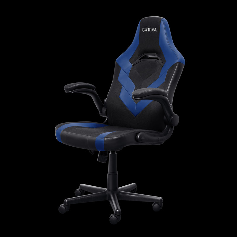 Trust GXT 703B Riye Silla Gaming - Reposabrazos - Ruedas de Nylon - Piston de Gas Clase 4 - Base Metal - Peso Max. 140Kg - Color Negro/Azul 1 pieza(s)