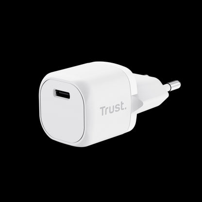 Trust Cargador USB-C 20W Ultrarreducido - Potente Salida de 20W - Compatible con Carga PD y PPS - Protecciones Contra Sobrecarga y Cortocircuito 1 pieza(s)