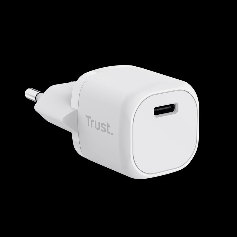 Trust Cargador USB-C 20W Ultrarreducido - Potente Salida de 20W - Compatible con Carga PD y PPS - Protecciones Contra Sobrecarga y Cortocircuito 1 pieza(s)