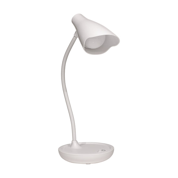 Unilux Lampara de Escritorio LED Ukky - Iluminacion LED de Bajo Consumo - Diseño Moderno y Elegante - Brazo Flexible para Ajustar la Luz - Color Blanco 1 pieza(s)