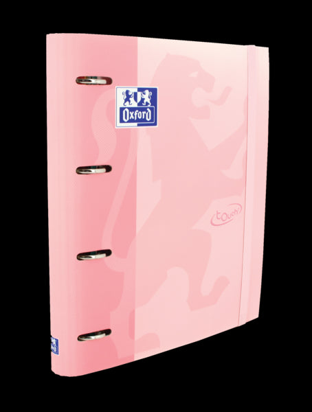 Oxford Europeanbinder Touch A4+ Carpeta de Anillas con Recambio Cuadricula 5x5 - Tapa Extradura - Cierre con Goma Elastica - Color Flamingo Pastel 1 pieza(s)