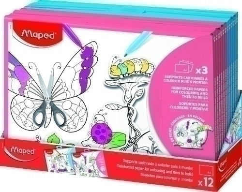 Maped - MAPED 3 SOPORTES 3D PARA COLOREAR Y PINTAR + PASTILLAS ADHESIVAS COLORES SURTIDOS