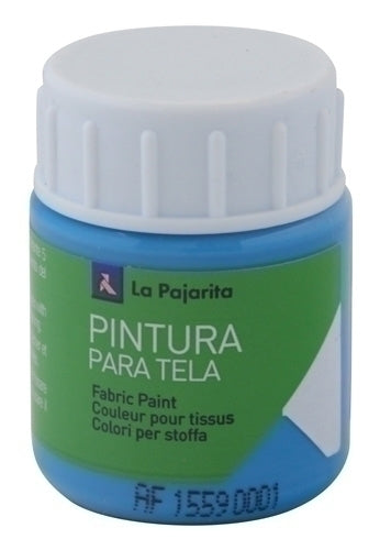 La Pajarita - PINTURA TELA PAJARITA 25 ml CYAN T-07 - Pack de 6 unidades