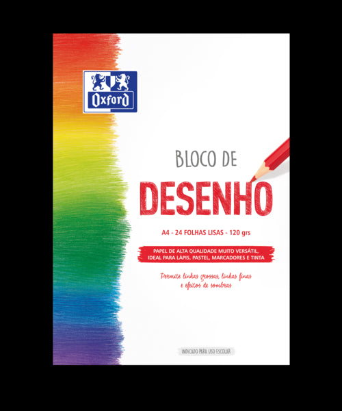 Oxford Dibujo Escolar Bloc Encolado A4 - Tapa Blanda/Contratapa Rigida - 24 Hojas 120gr - Papel Liso 5 pieza(s)