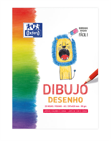 Oxford Dibujo Infantil/Ocio Bloc Encolado A3 - Tapa Blanda/Contratapa Rigida - 20 Hojas 90gr - Ideal para Dibujar y Colorear 5 pieza(s)