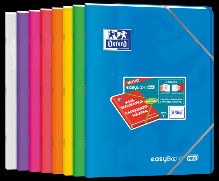 Oxford Easybook Max A4 Libreta Grapada - Tapa de Plastico Resistente - 1 Linea con 2 Margenes - 48 Hojas de Papel de Alta Calidad 10 pieza(s)