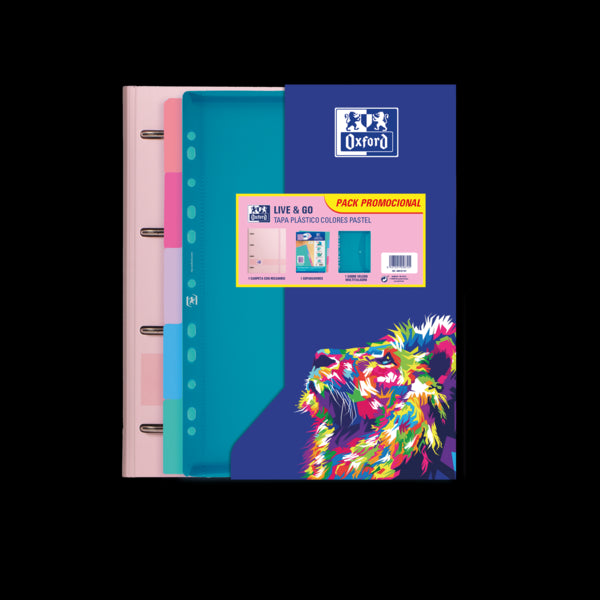 Oxford Live & Go Carpeta Europeanbinder A4+ con Recambio Cuadricula 5x5 + Separadores + Sobre Multitaladro - Ideal para Organizar Documentos - Colores Pastel Surtidos 10 pieza(s)