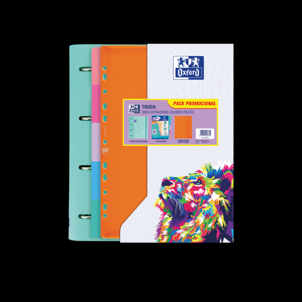 Oxford Europeanbinder Touch Carpeta Tamaño A4+ con Recambio + Separadores + Sobre de Plastico Multitaladro - Ideal para Organizar Documentos - Colores Pastel Aleatorios 10 pieza(s)