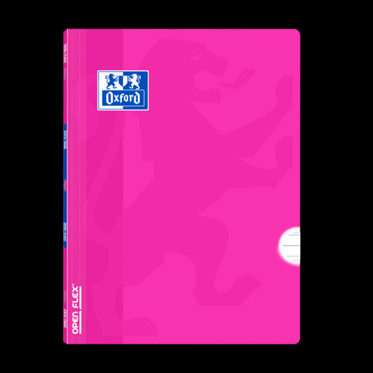 Oxford Libreta Grapada Openflex A4 - Tapa de Plastico Resistente - Grapada para Mayor Durabilidad - Pauta 3.5 con Margen para Ordenar tus Notas - 48 Hojas de Papel de Alta Calidad - Color Fucsia 10 pieza(s)