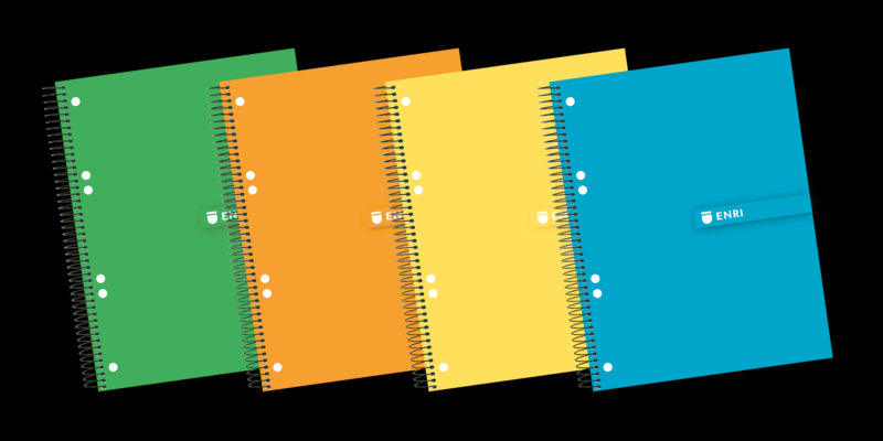 ENRI - ENRI CUADERNO ESPIRAL MICROPERFORADO 140 HOJAS 5X5 TAPAS EXTRADURAS A5+ COLORES -5U-