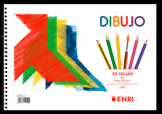 Enri Pajarita Bloc de Dibujo A4+ - Tapa Blanda - 20 Hojas 120gr - Microperforado - 2 Taladros - Liso 10 pieza(s)