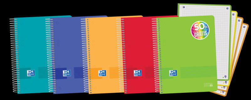 Oxford - 400149424 cuaderno y block A5 120 hojas Color aguamarina  Azul  Verde  Durazno  Rojo