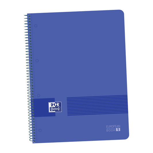 Oxford - OXFORD LIVE&GO CUADERNO EUROPEANBOOK 1 ESPIRAL 80H 5X5 T/PLÁSTICO A4+ AZUL MARINO -5U-