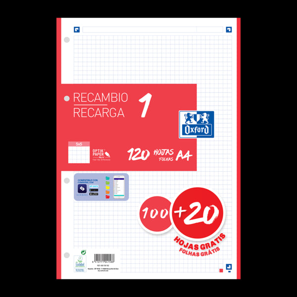 Oxford - 400158162 papel de cuaderno 210 x 297 mm (A4) 120 hojas