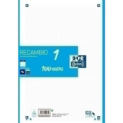 Oxford - 400106620 papel de cuaderno 210 x 297 mm (A4) 100 hojas