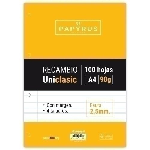 Papyrus - RECAMBIO PAPYRUS A4 100h MULTIT.P2.5 C/M - Pack de 24 unidades