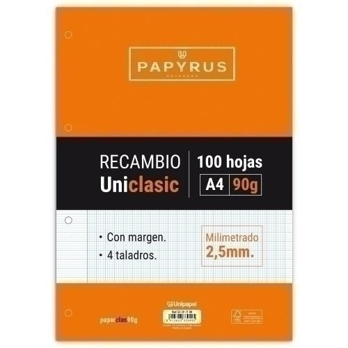 Papyrus - RECAMBIO PAPYRUS A4 100h MULTIT.MM C/M - Pack de 24 unidades