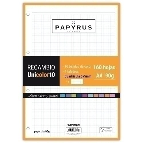 Papyrus - RECAMBIO PAPYRUS A4 160h MULTIT.CD.5 - Pack de 15 unidades