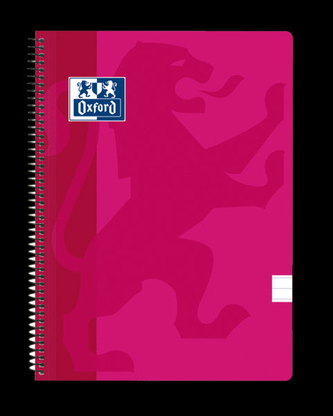 Oxford School Classic Cuaderno Espiral Tapa de Plastico Folio - 1 Linea con Margen - 80 Hojas - Color Fucsia 5 pieza(s)