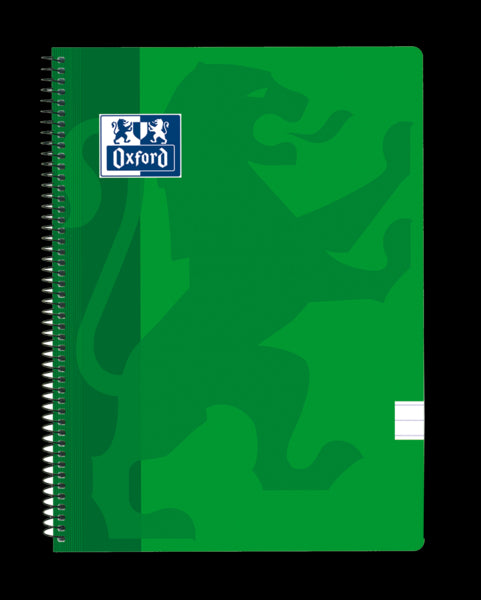 Oxford School Classic Cuaderno Espiral Tapa de Plastico Folio - 1 Linea con Margen - 80 Hojas - Color Verde 5 pieza(s)