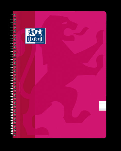 Oxford School Classic Cuaderno Espiral Tapa de Plastico Folio - Pauta 2.5 con Margen - 80 Hojas - Color Fucsia 5 pieza(s)