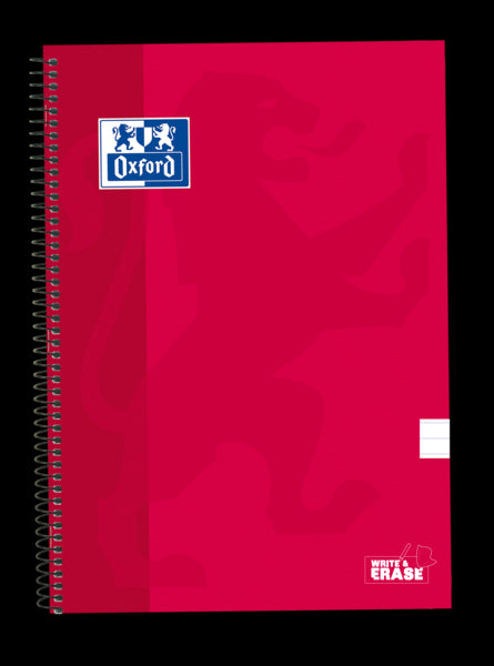 Oxford School Classic Cuaderno Espiral Tapa Extradura Write&Erase - Folio 1 Linea con Margen - 80 Hojas - Color Rojo 5 pieza(s)