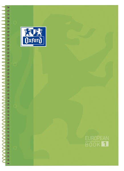 Oxford - OXFORD CUADERNO EUROPEANBOOK 1 MICROPERFORADO 80 HOJAS 1 LINEA TAPAS EXTRADURAS CLASSIC A4+ VERDE MANZANA -5U-