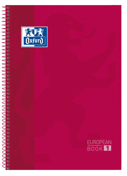 Oxford - OXFORD CUADERNO EUROPEANBOOK 1 MICROPERFORADO 80 HOJAS 1 LÍNEA TAPAS EXTRADURAS CLASSIC A4+ ROJO -5U-