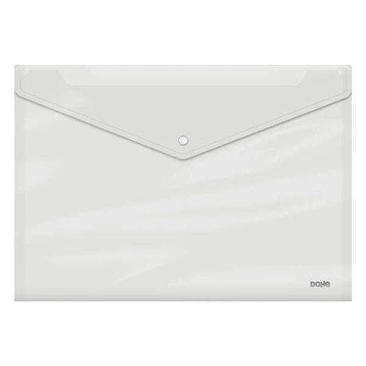 Dohe Carpeta A5 Apaisada - 210x148mm - Apertura Superior y Cierre Broche Automatico - Fabricada en Polipropileno Cristal de 150 Micras (Precio unidad suelta)