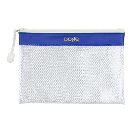 Dohe Bolsa Cremallera PVC - 24x17.5mm - Resistente al Agua - Ideal para Documentos A5 - Color Azul/Transparente 12 pieza(s)